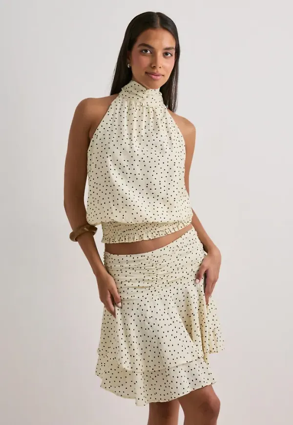 Neo Noir - Vit - Janie Mini Dot Skirt