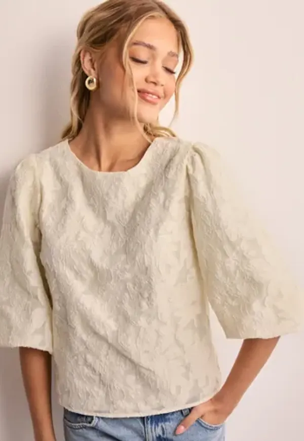 Neo Noir - Vit - Lorraine Brocade Blouse