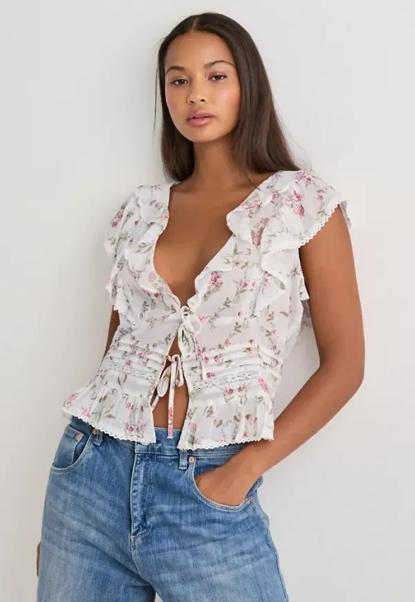 Neo Noir - Vit - Netali Spring Flower Top