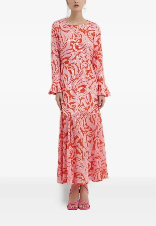 NEVER FULLY DRESSED utsvängd klänning med volang - Röd – Farfetch