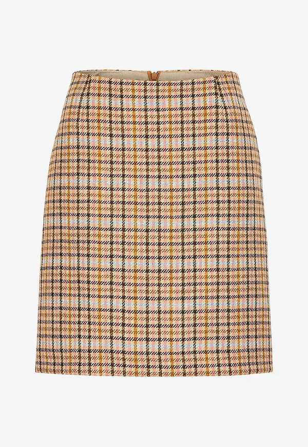 Newhouse - Glencheck Tweed Kjol Anna - Beige