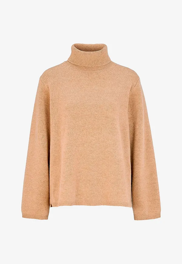 Newhouse - Merinoullströja med hög krage Alva - Beige