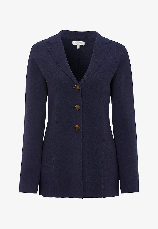 Newhouse - Stickad Blazer Kim - Blå