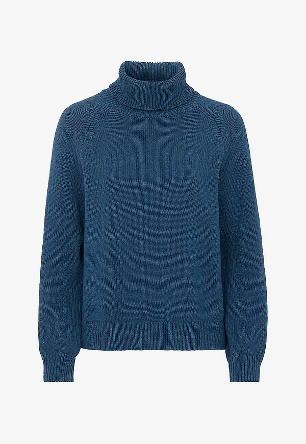 Newhouse - Stickad Turtleneck Iris - Blå