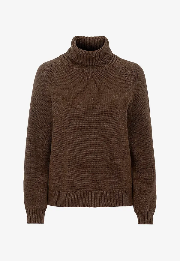 Newhouse - Stickad Turtleneck Iris - Brun