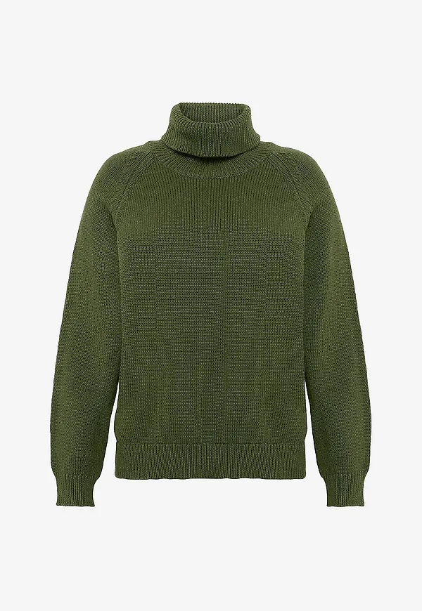 Newhouse - Stickad Turtleneck Iris - Grön