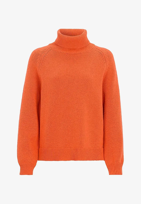 Newhouse - Stickad Turtleneck Iris - Orange