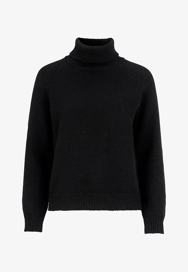 Newhouse - Stickad Turtleneck Iris - Svart