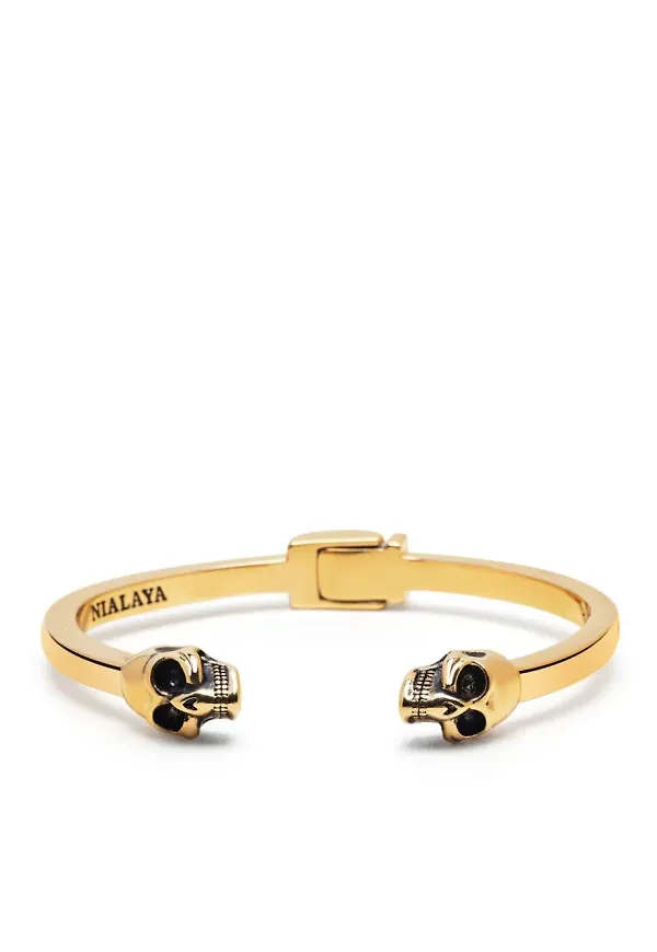 Nialaya Jewelry armband med guldplätering och dödskalle - Guldfärgad