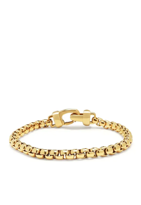 Nialaya Jewelry Gold Box Chain Classic armband 5 mm - Guldfärgad