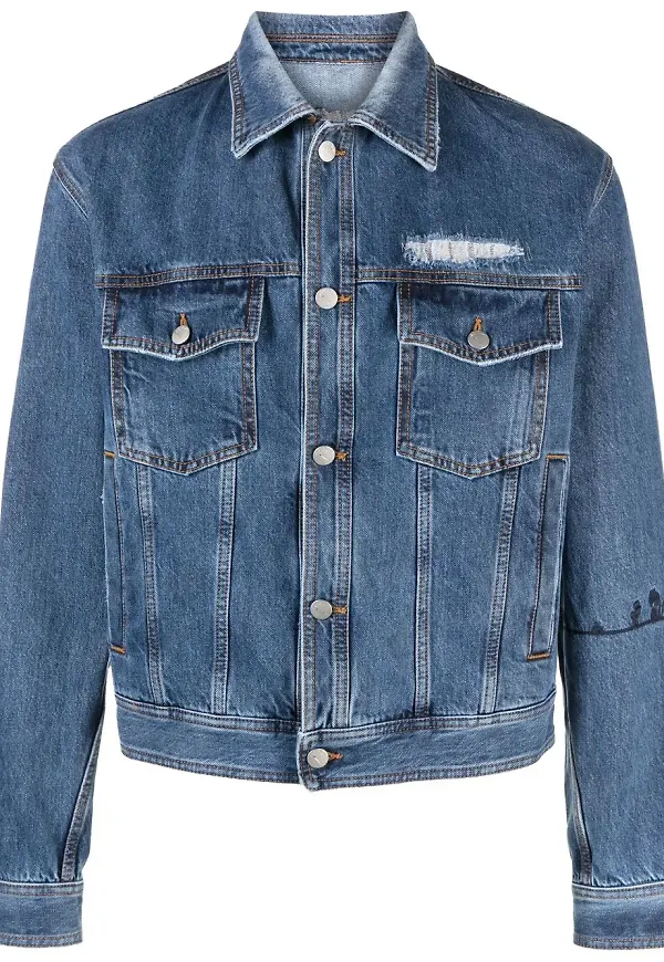 Nick Fouquet jeansjacka med broderad detalj - Blå
