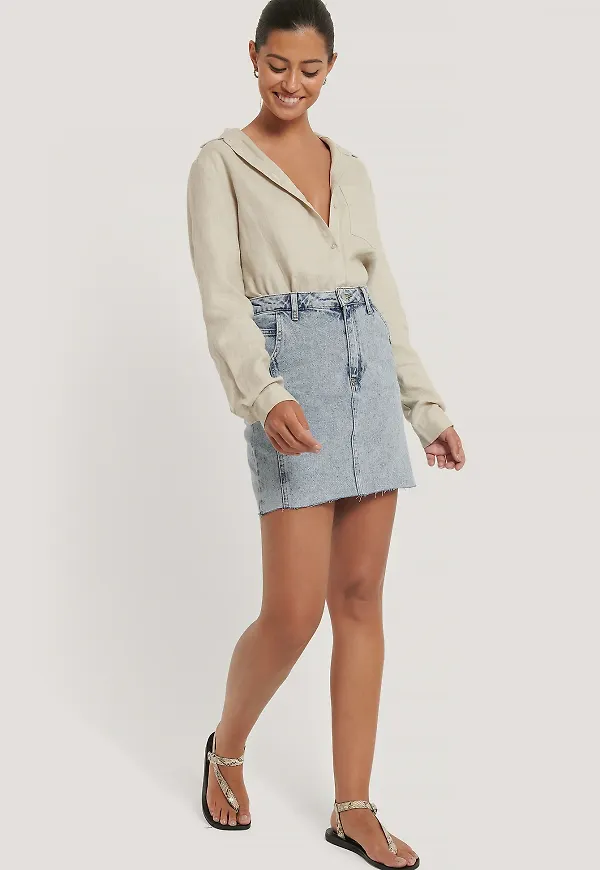 Nicole Mazzocato x NA-KD Denimkjol - Blue