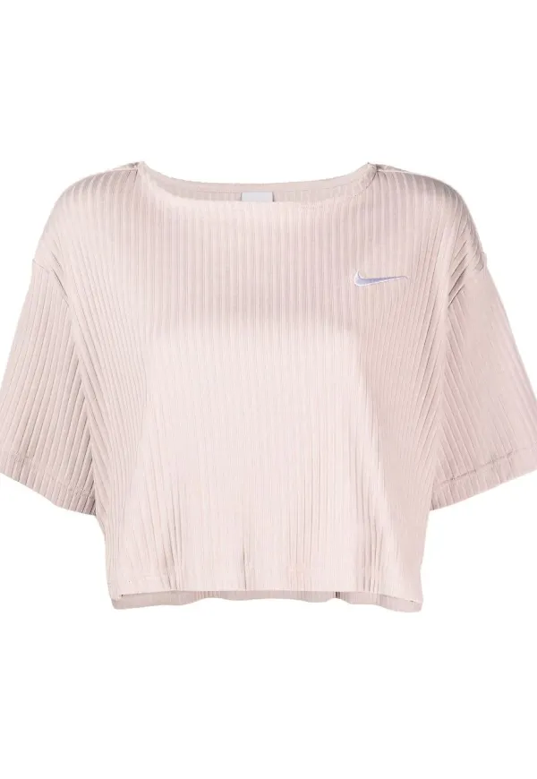 Nike kort ribbad t-shirt - Rosa