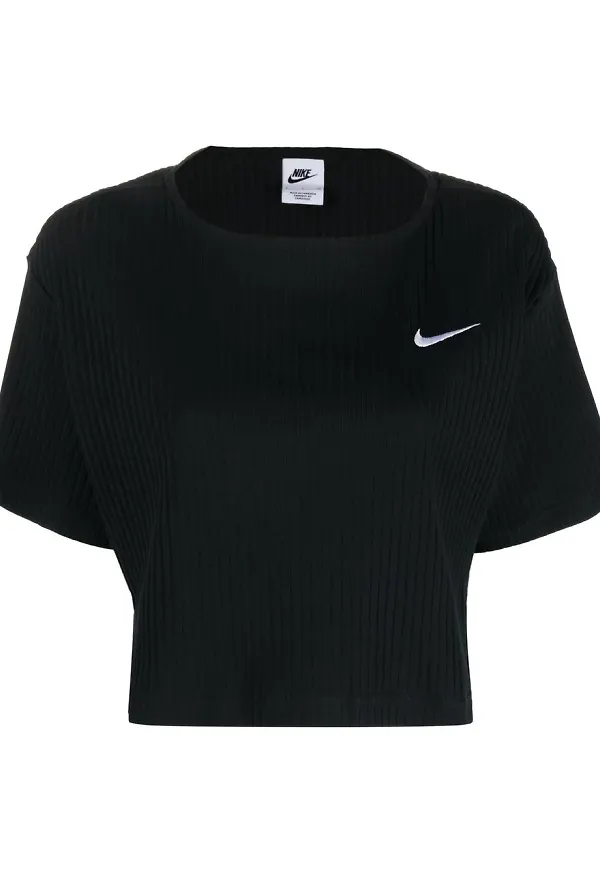 Nike kort ribbad t-shirt - Svart
