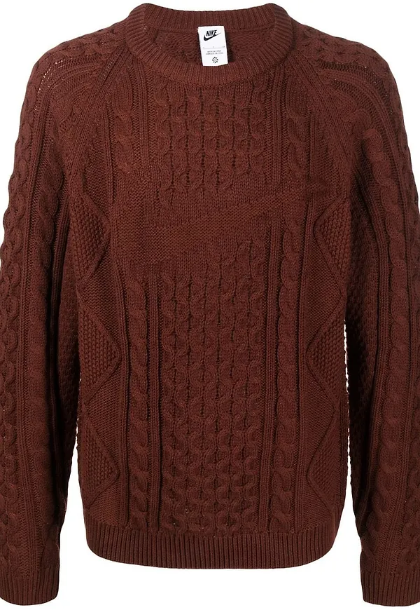 Nike Swoosh kabelstickad tröja - Brun