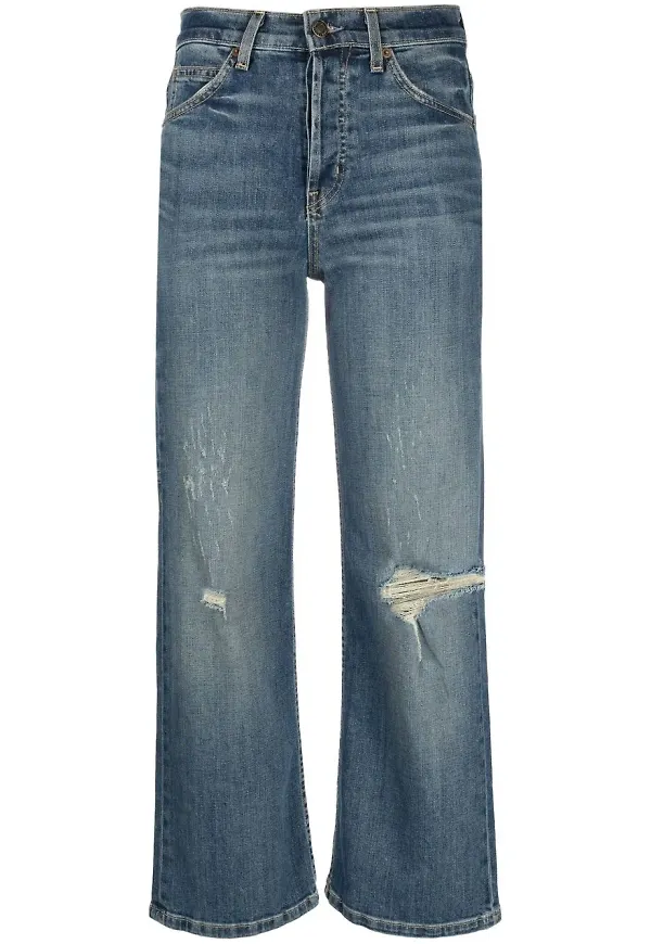 Nili Lotan croppade jeans med slitning - Blå