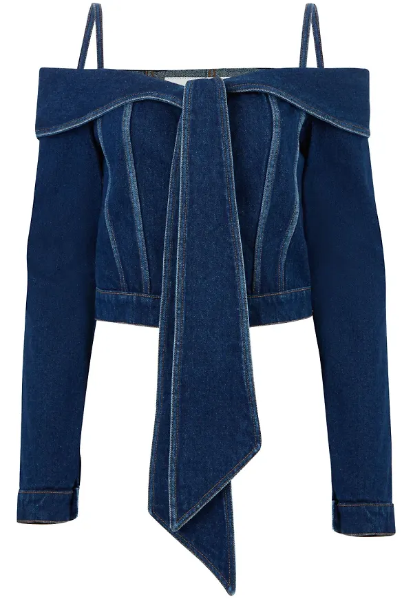 Nina Ricci off-shoulder jeansjacka - Blå