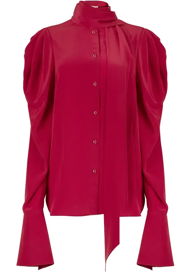 Nina Ricci skjorta med knytkrage - Rosa