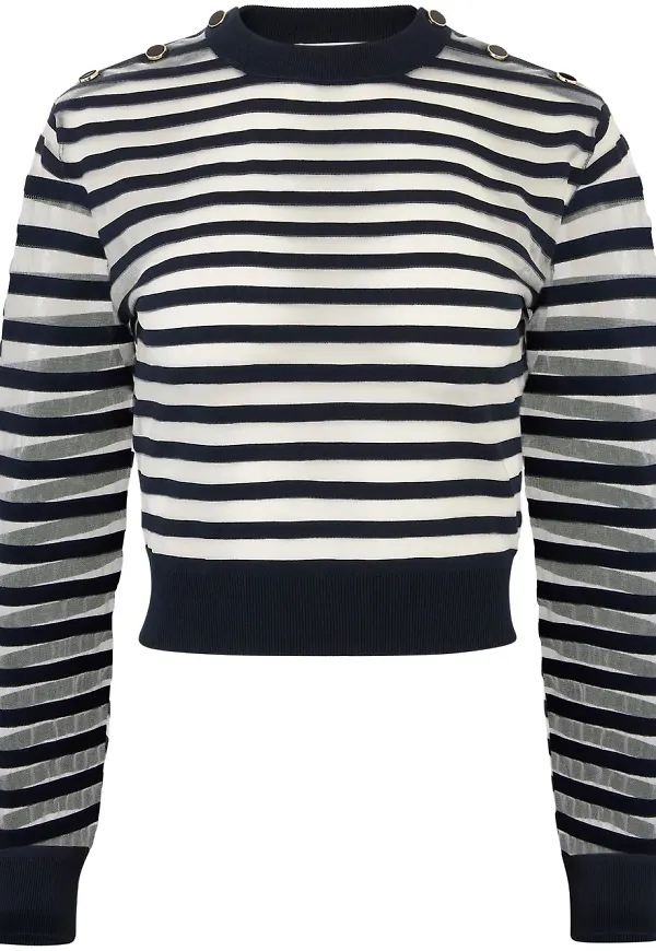 Nina Ricci transparent randig sweatshirt - Vit