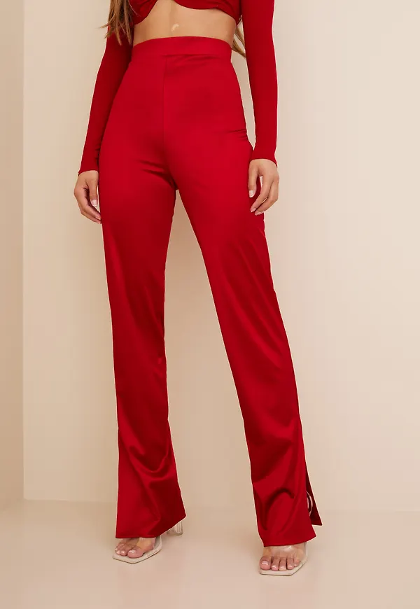 NLY One - Byxor - Slit Satin Pant - Byxor & Shorts - Pants