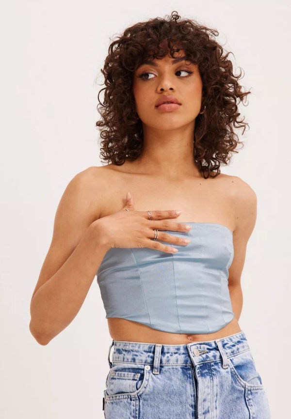 NLY One - Corset tops - Blå - Satin Corset Top - Toppar & T-shirts