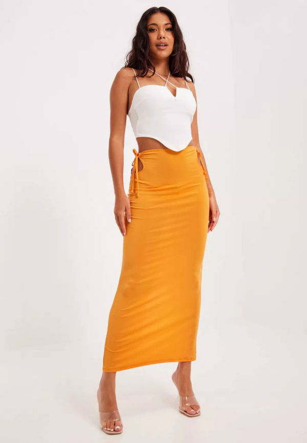 NLY One - Långa kjolar - Orange - Tie Sides Skirt - Kjolar