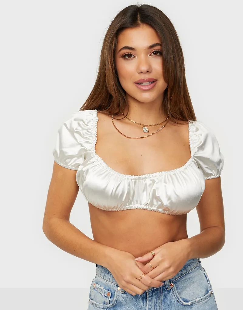 NLY One - Toppar - White - Sweet Satin Top - Toppar