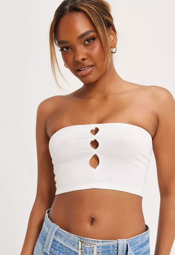 NLY One - Tubtoppar - Vit - Keyhole Bandeau Top - Toppar & T-shirts