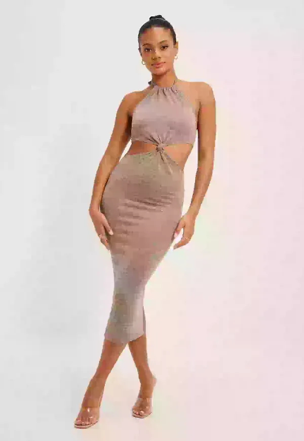 NLY One Knot Waist Dress Fodralklänningar Beige