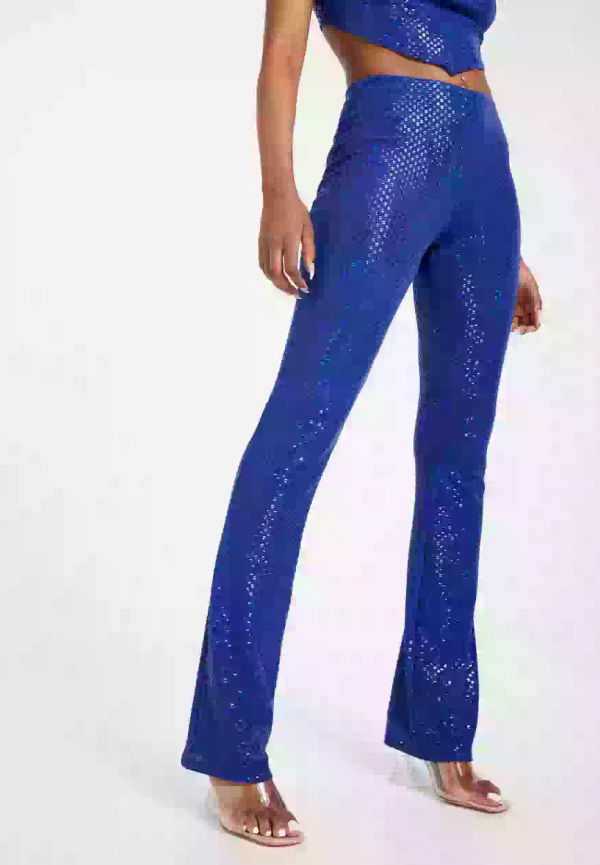 NLY One Sequin Pant Utsvängda byxor Blå