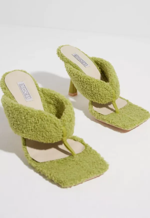 NLY Shoes - High heels - Grön - Fluffy Heel - Klackskor