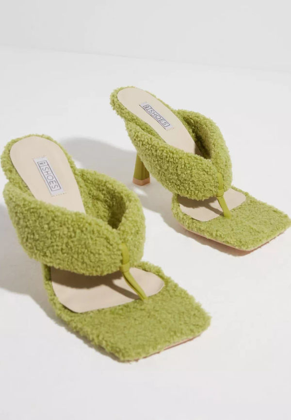 NLY Shoes - High heels - Grön - Fluffy Heel - Klackskor