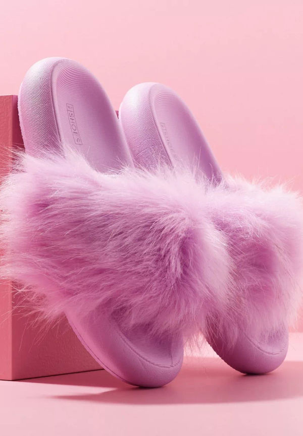 NLY Shoes - Inneskor - Lila - Fluffy Slider - Flats & Lågskor