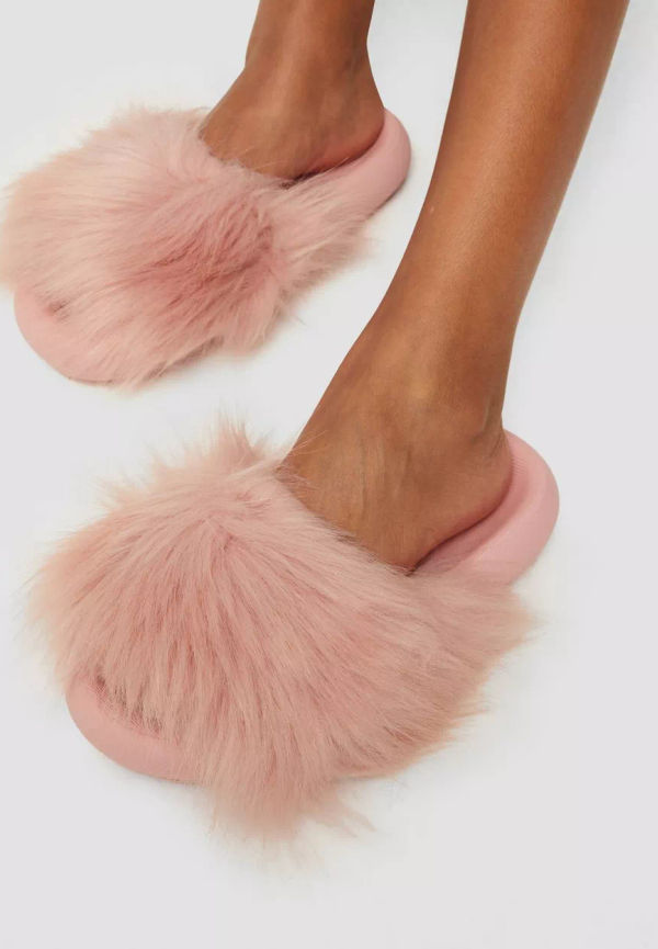 NLY Shoes - Inneskor - Rosa - Fluffy Slider - Flats & Lågskor