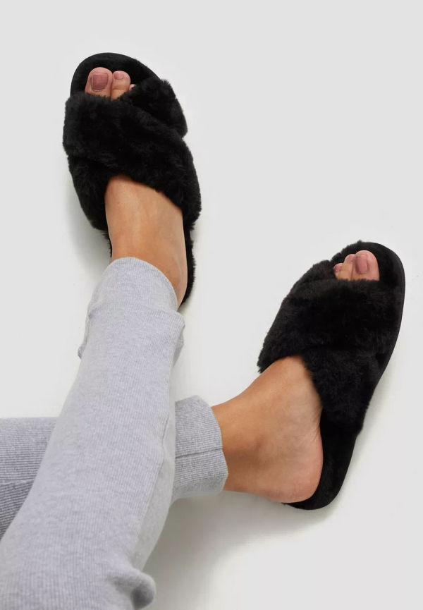 NLY Shoes - Inneskor - Svart - Perfect Furry Friend - Flats & Lågskor
