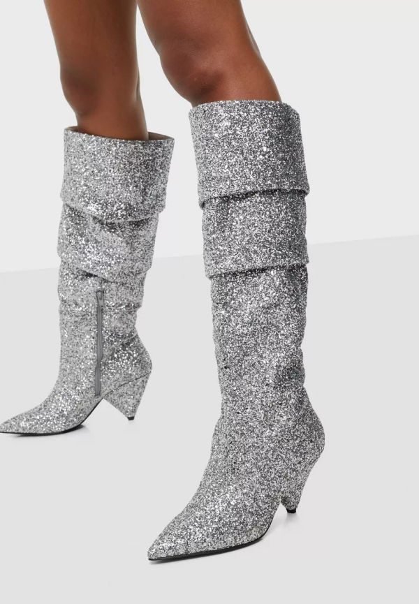 NLY Shoes - Knähöga stövlar - Silver - Celebration Boot - Boots & Kängor