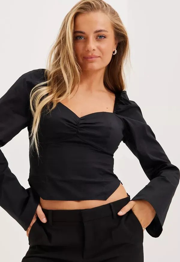 NLY Trend - Blusar - Svart - Casual Bustier Blouse - Blusar & Skjortor