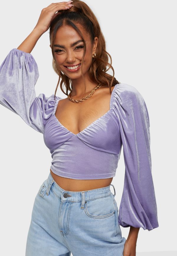 NLY Trend - Blusar & Skjortor - Lila - Ruched Up Velvet Blouse - Blusar & Skjortor