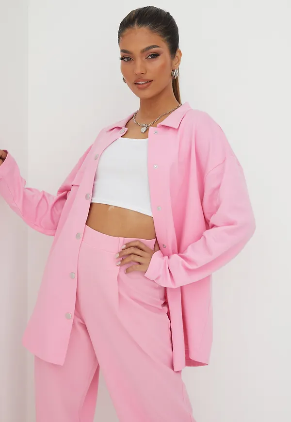 NLY Trend - Blusar & Skjortor - Rosa - Oversized Sweat Shacket - Blusar & Skjortor