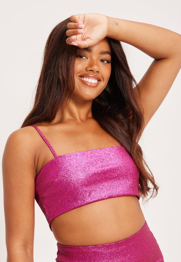 NLY Trend - Crop tops - Pink Glitter Top - Toppar