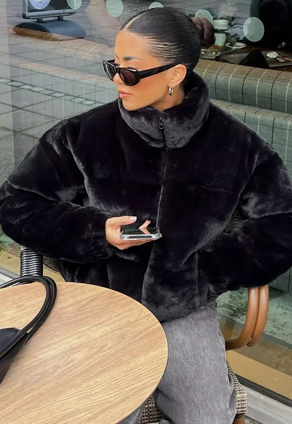 NLY Trend - Jackor - Svart - Padded Fur Jacket - Jackor & Kappor - Jackets