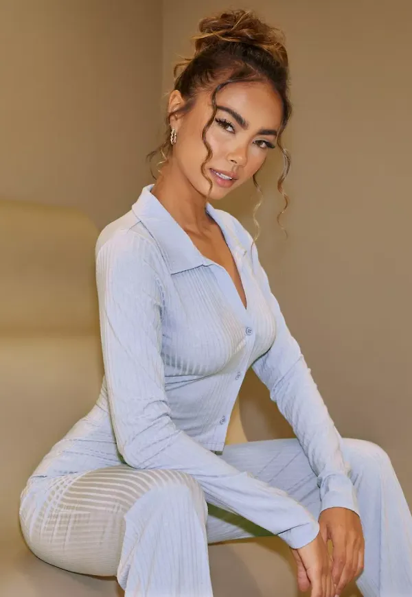 NLY Trend - Jumpsuits - Ljus Blå - Cute Collar Set - Jumpsuits & Sets - Jumpsuits
