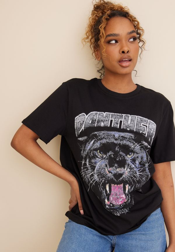 NLY Trend - T-shirts - Svart Mönstrad - Oversize Statement Tee - Toppar - T-shirts