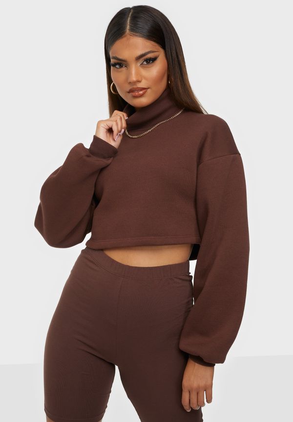 NLY Trend - Tröjor - Brun - Cropped Turtleneck Sweat - Tröjor