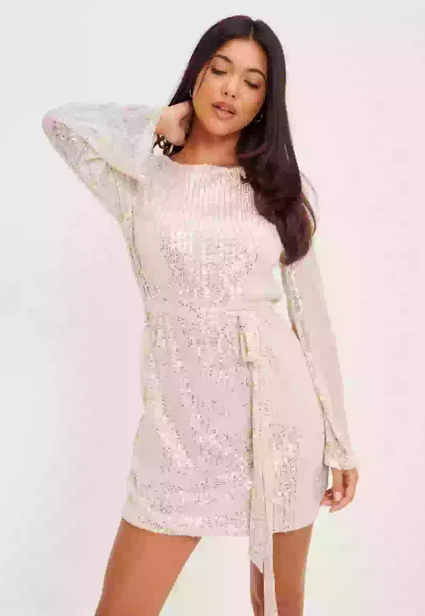 NLY Trend Crush On You Sequin Dress Glittriga klänningar Champagne