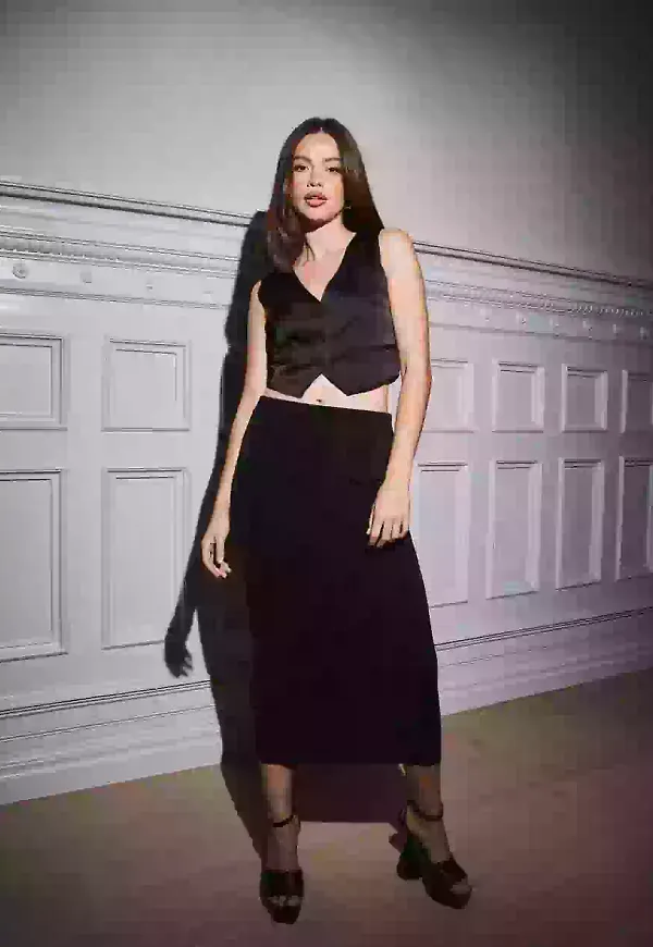 NLY Trend Dazzling Midi Skirt Midikjolar Svart