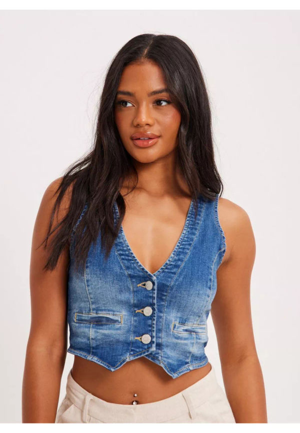 NLY Trend Denim Vest Kläder Ljus Blå