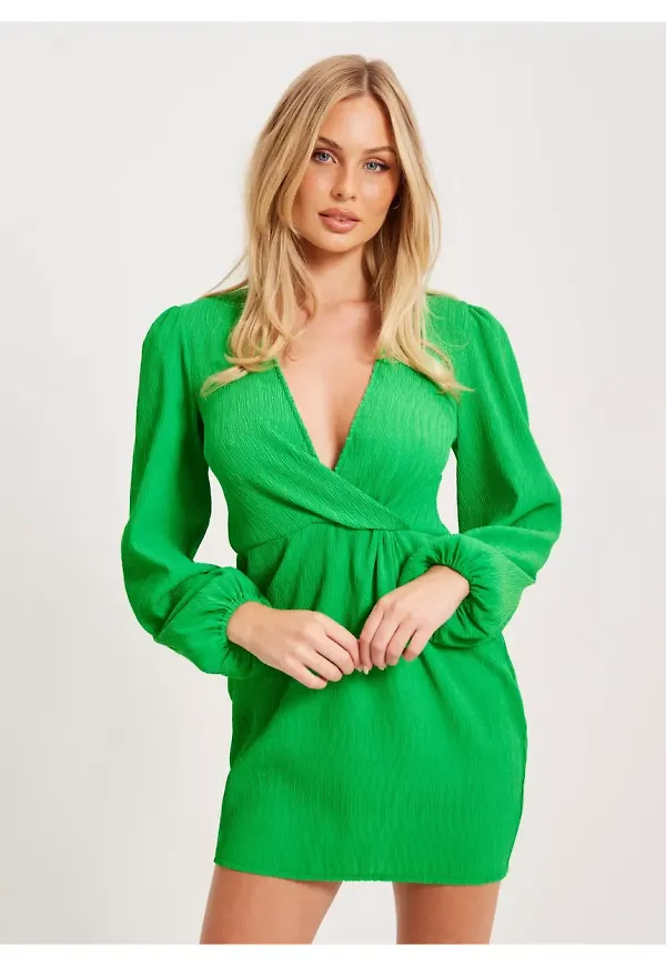 NLY Trend Drapy Wrap Dress Festklänningar Green