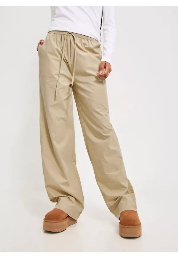 NLY Trend Flowy Cotton Pants Vida byxor Beige