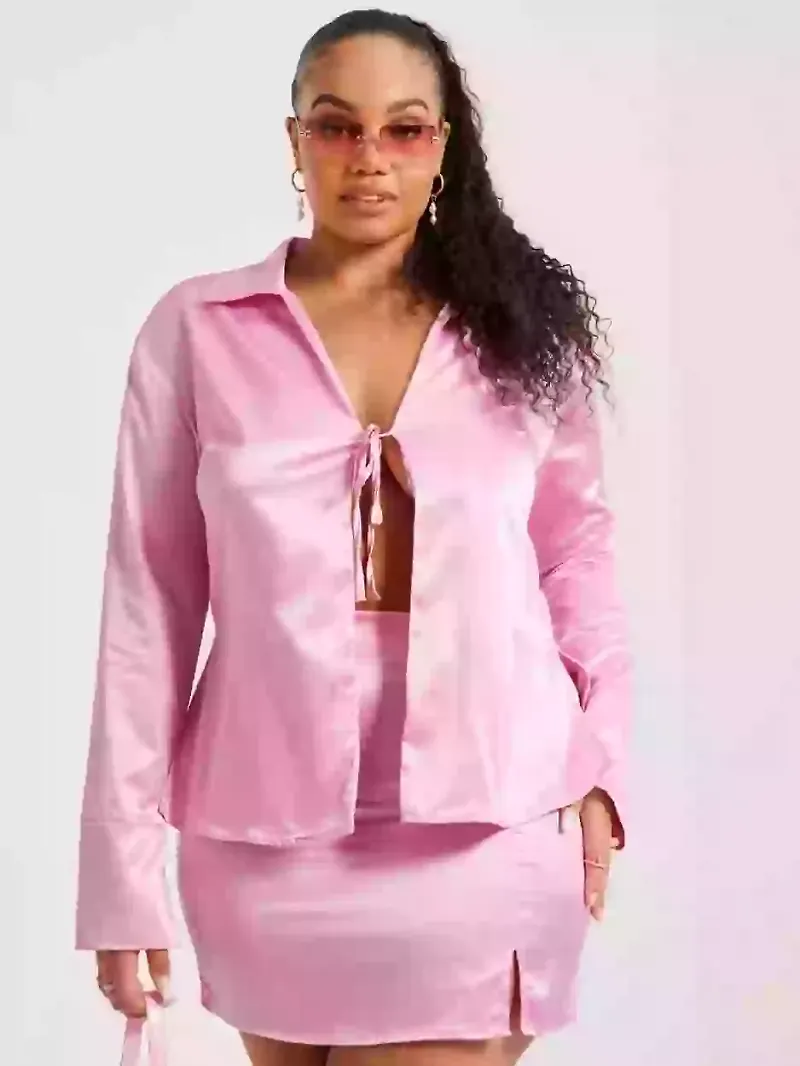 NLY Trend Mini Satin Slit Skirt Minikjolar Rosa